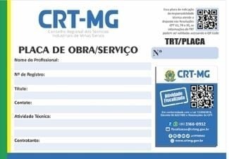 Placa de obra e serviço do CRT-MG
